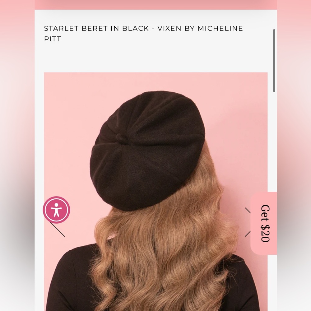 STARLET BERET IN BLACK - VIXEN BY MICHELINE PITT